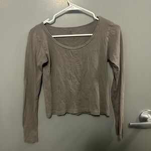 Gray Brandy Long Sleeve Cropped